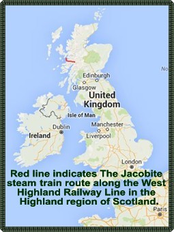Reference Map - The Jacobite Train Route in western Scotland